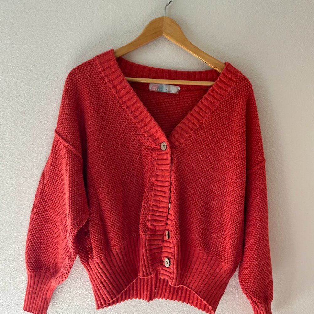 Hailee Cardi Set - Free People - Hailee Sweater Set - Bright Red - Red